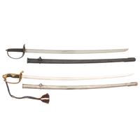 Type 19 Company Grade Kyu-Gunto Dress Sword with Knot, and Type 32 Army Sword with Reconstructed Hilt