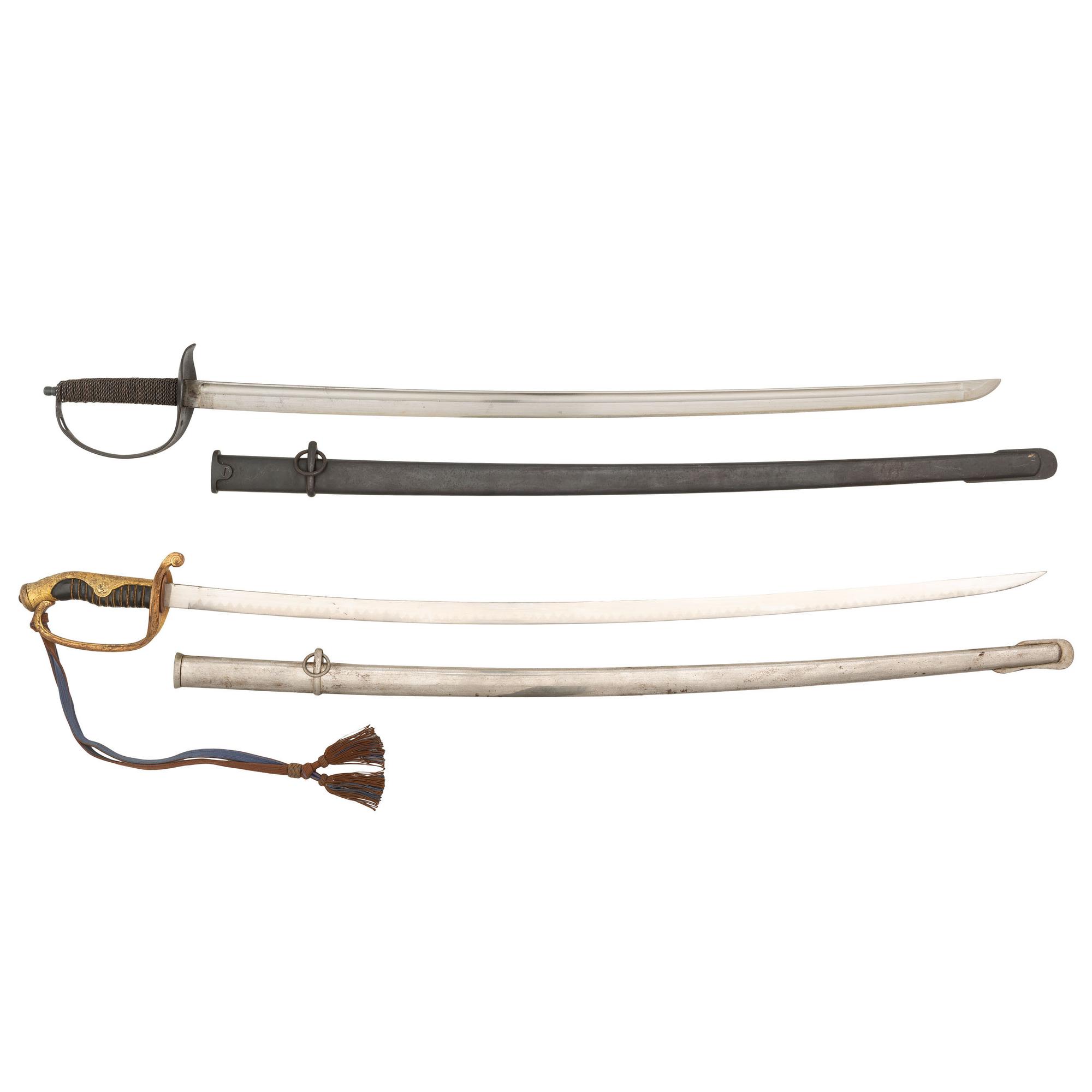 Type 19 Company Grade Kyu-Gunto Dress Sword with Knot, and Type 32 Army Sword with Reconstructed Hilt