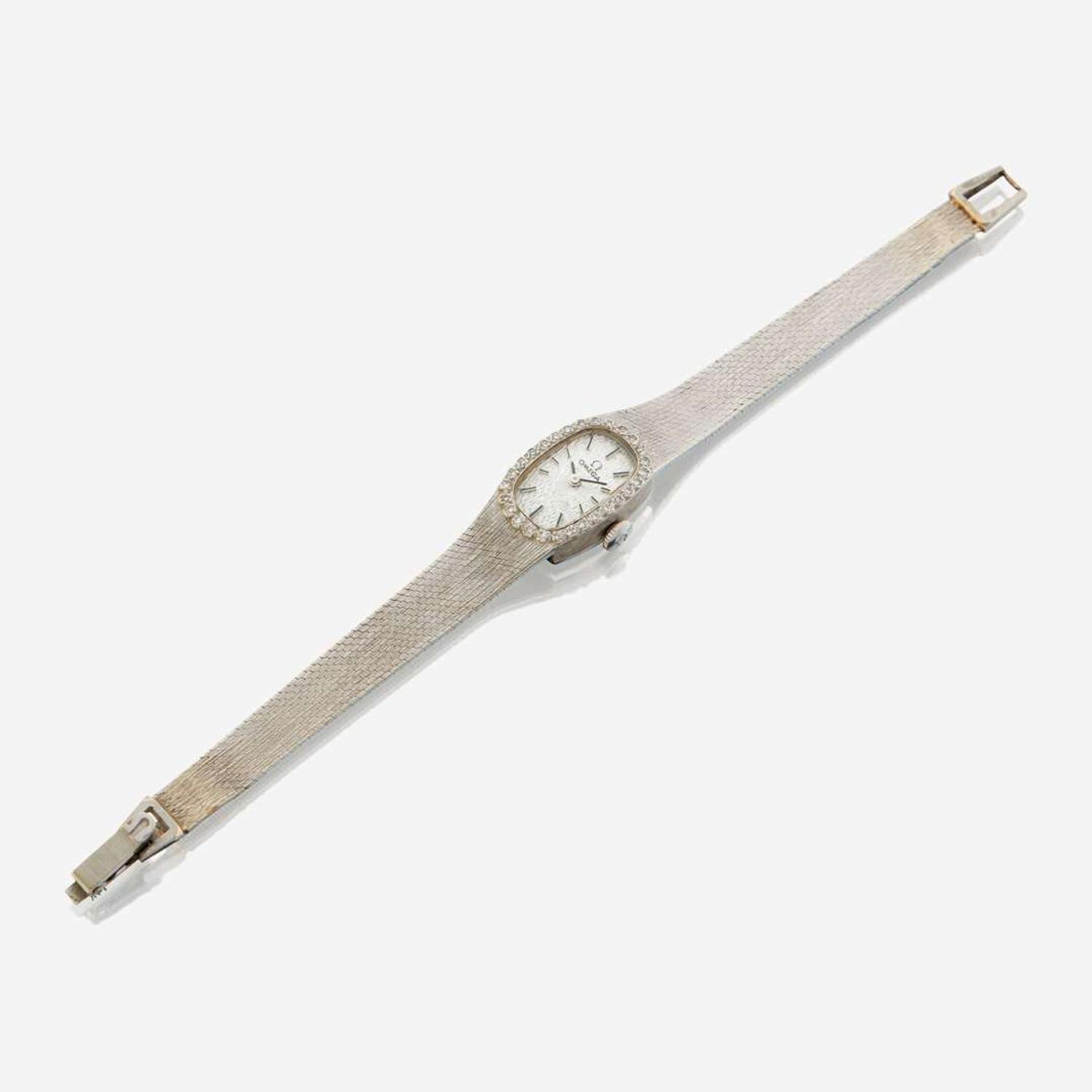 A white gold lady's watch, Omega Vintage