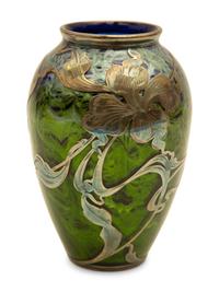 A Loetz Titania Sterling Overlaid Glass Vase