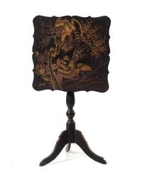 A Chinese Export Lacquered Tilt-Top End Table