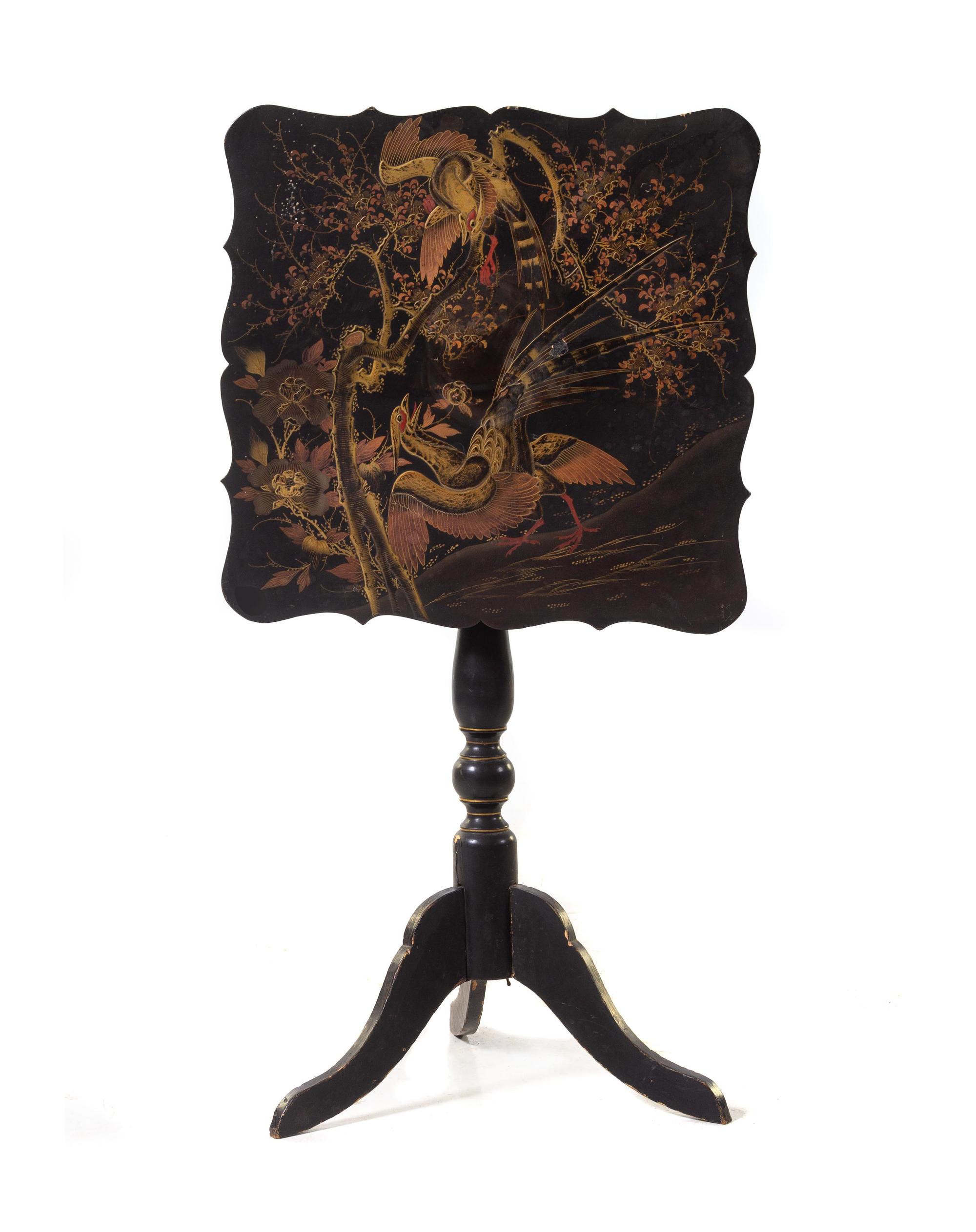 A Chinese Export Lacquered Tilt-Top End Table