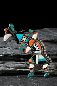 Zuni Mosaic Inlay Rainbowman Pin / Brooch