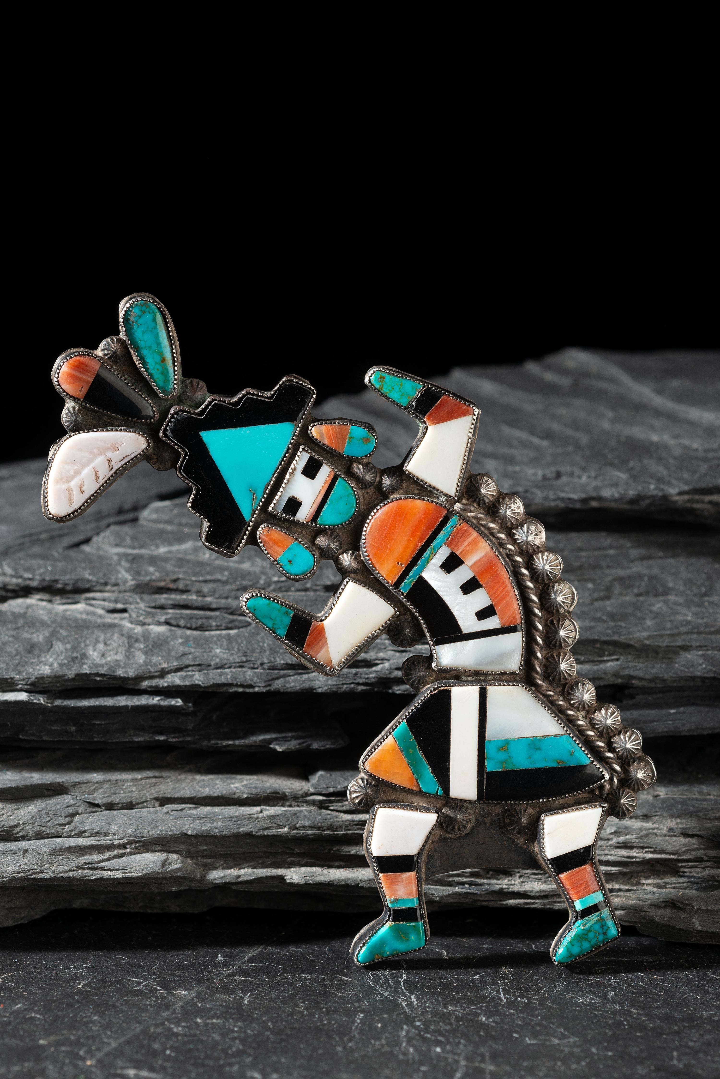 Zuni Mosaic Inlay Rainbowman Pin / Brooch