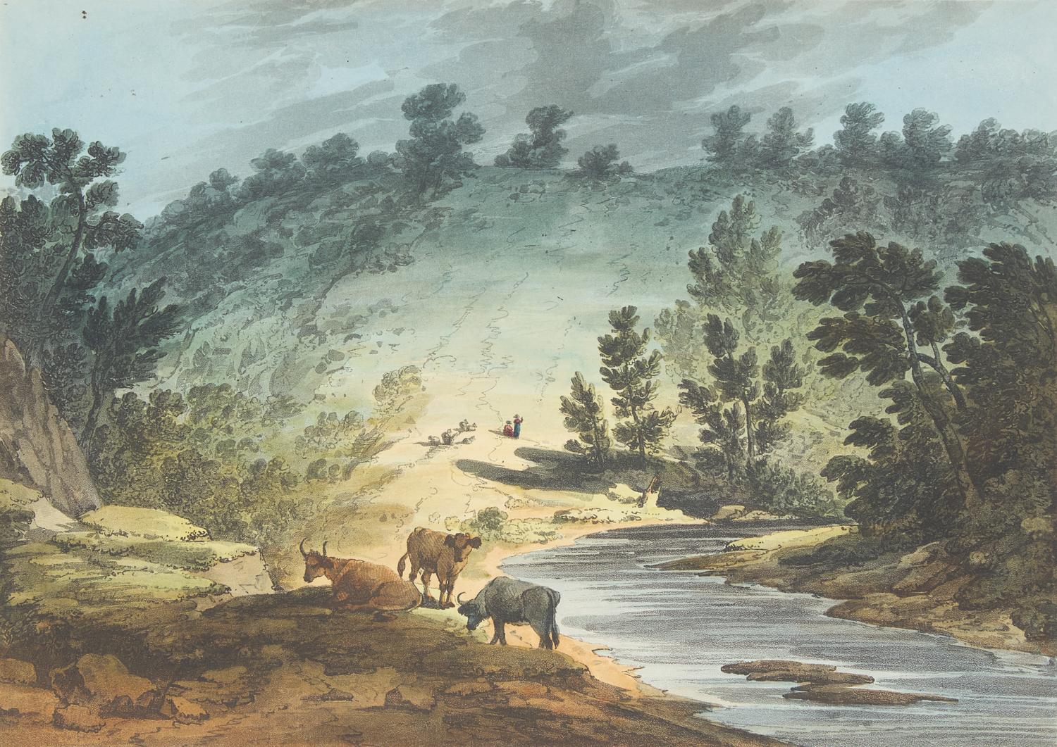 John Hill (1770-1850), After Joshua Shaw (1777-1860), Two Hand-Colored Lithographs: View on the Wissahiccon, Pennsylvania and View Near the Falls of Schuylkill