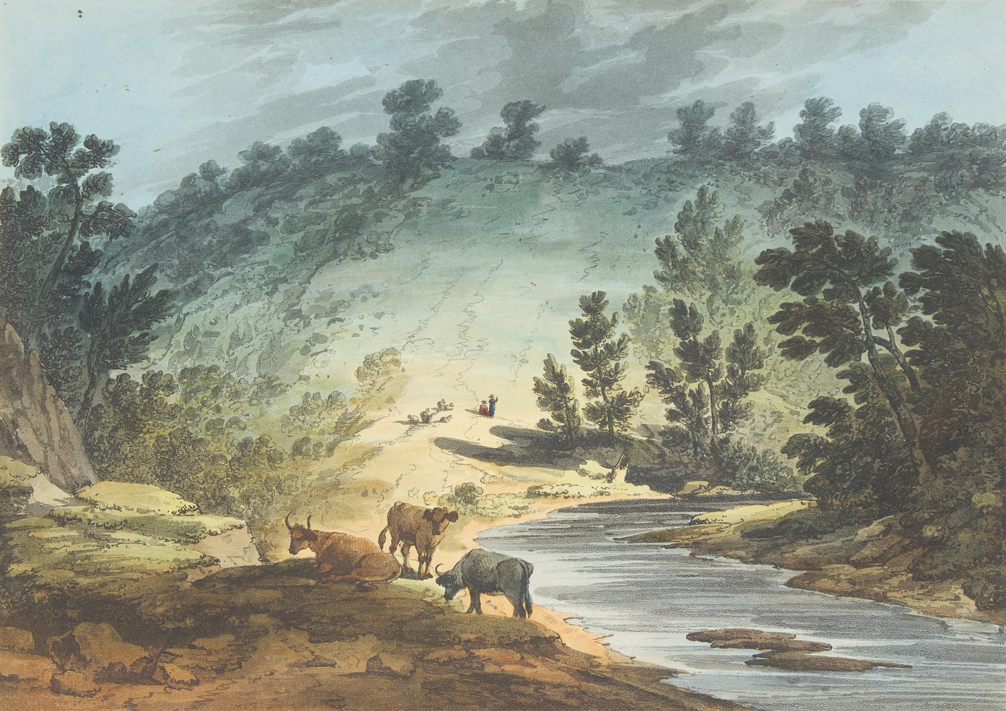John Hill (1770-1850), After Joshua Shaw (1777-1860), Two Hand-Colored Lithographs: View on the Wissahiccon, Pennsylvania and View Near the Falls of Schuylkill