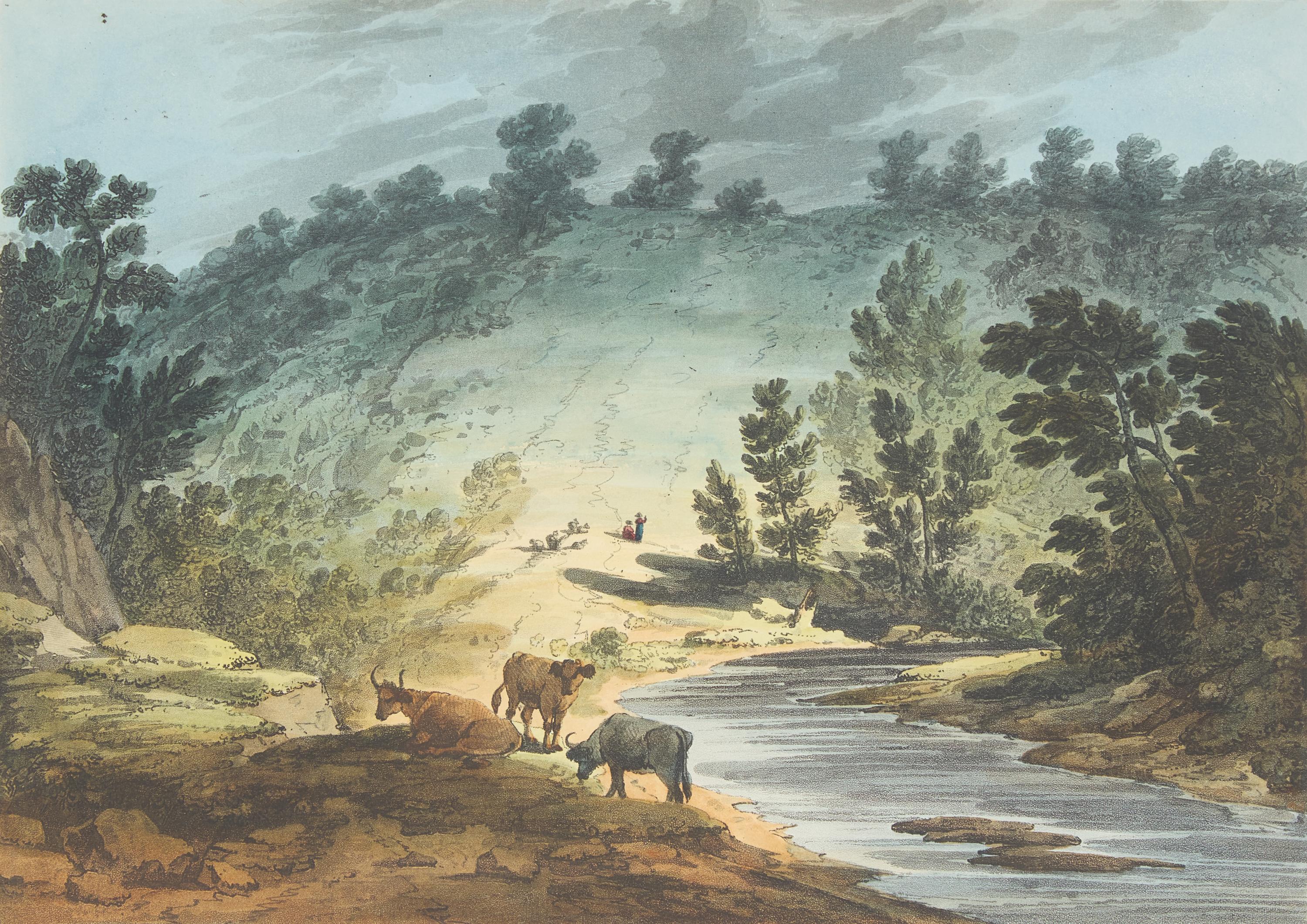 John Hill (1770-1850), After Joshua Shaw (1777-1860), Two Hand-Colored Lithographs: View on the Wissahiccon, Pennsylvania and View Near the Falls of Schuylkill
