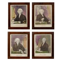 Eleven Framed Hand-Colored Lithographs of American Presidents