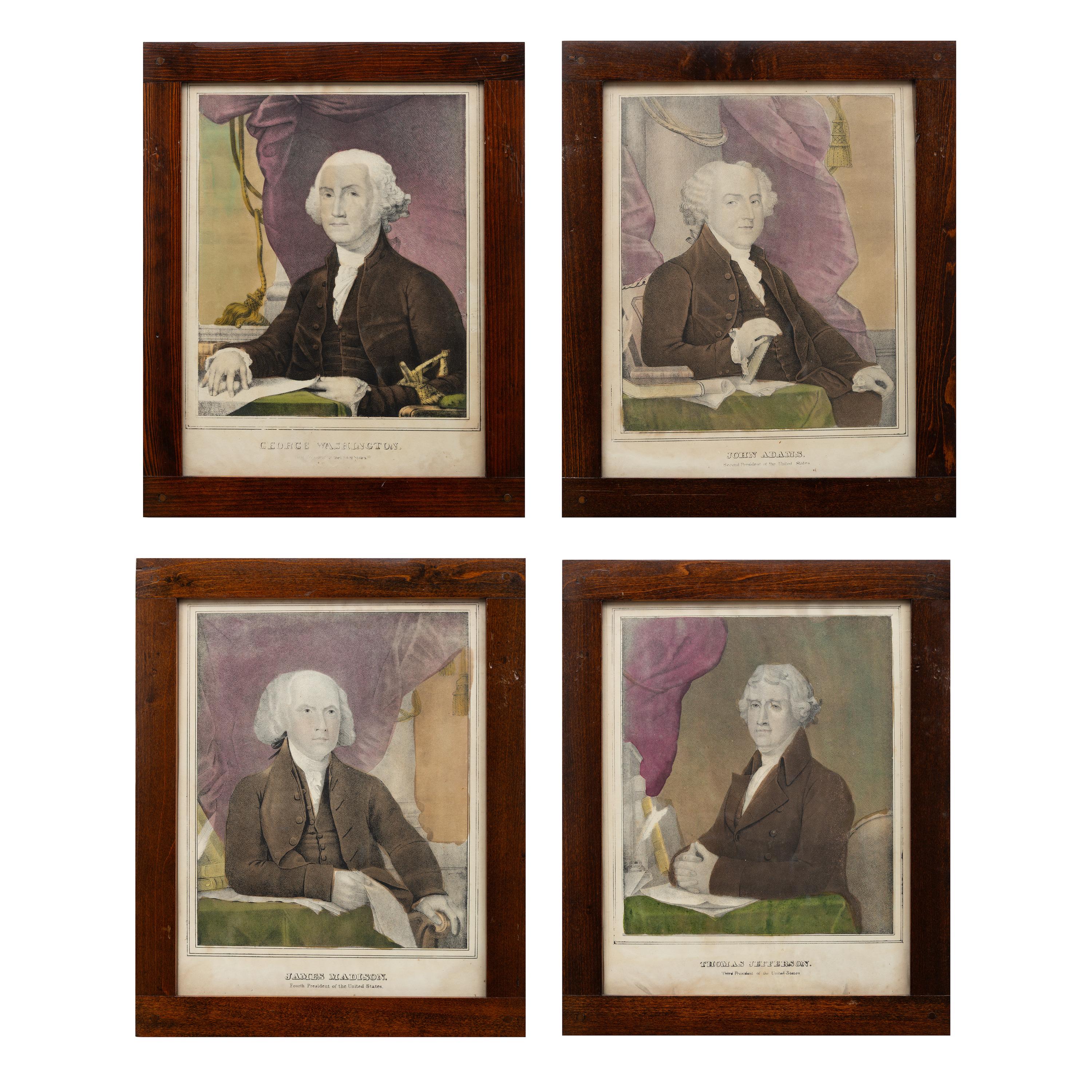 Eleven Framed Hand-Colored Lithographs of American Presidents