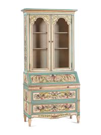 An Italian Painted Bureau Bookcase
