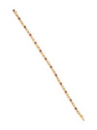 YELLOW GOLD, RUBY AND DIAMOND BRACELET