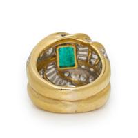 EMERALD, DIAMOND RING, AND YELLOW GOLD RING