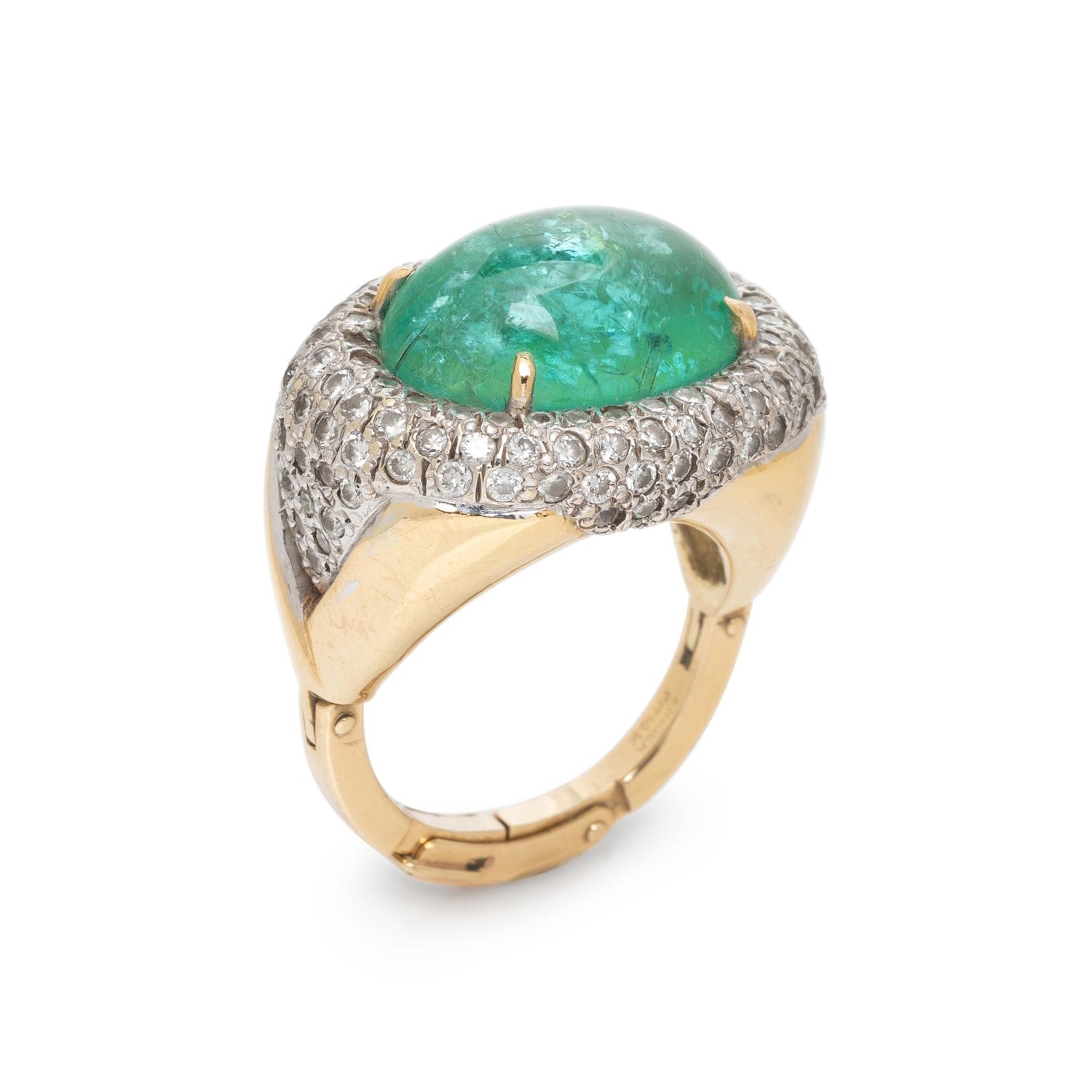 PARAIBA-TYPE TOURMALINE DOUBLET AND DIAMOND RING