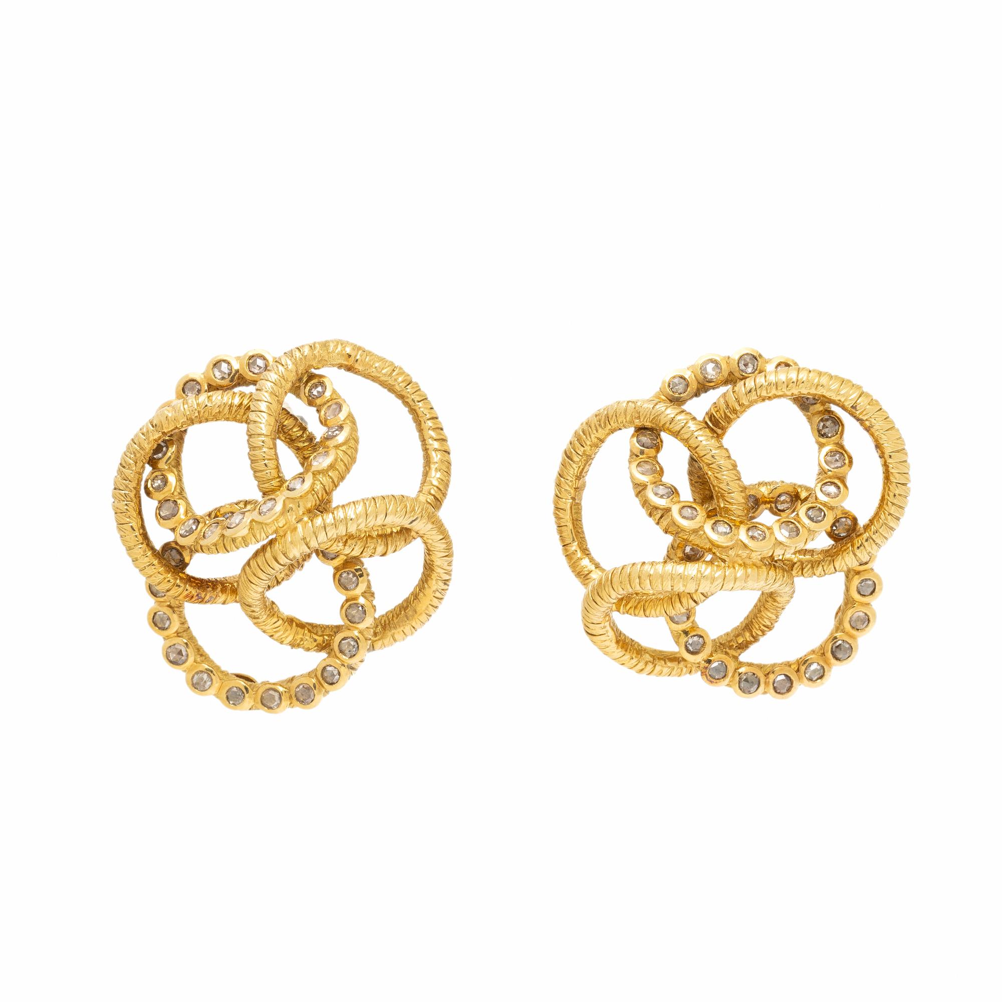 COOMI, HIGH KARAT YELLOW GOLD AND ROSE CUT DIAMOND EARRINGS