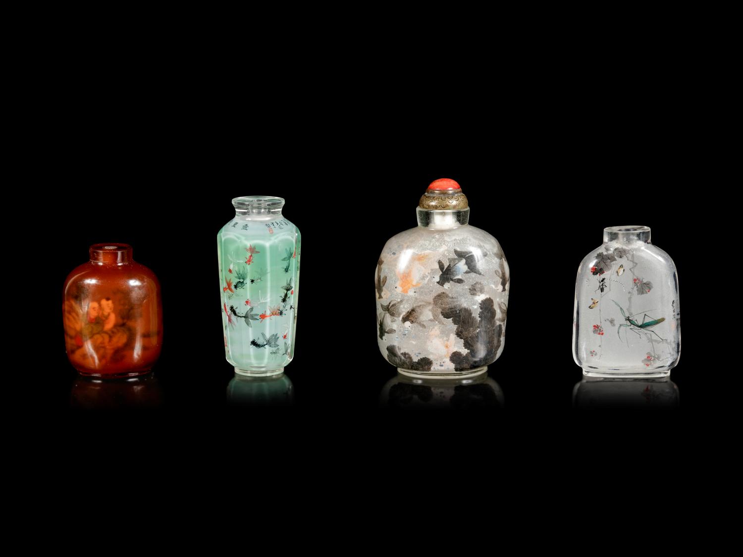 Four Chinese Inside Painted Glass Snuff Bottles