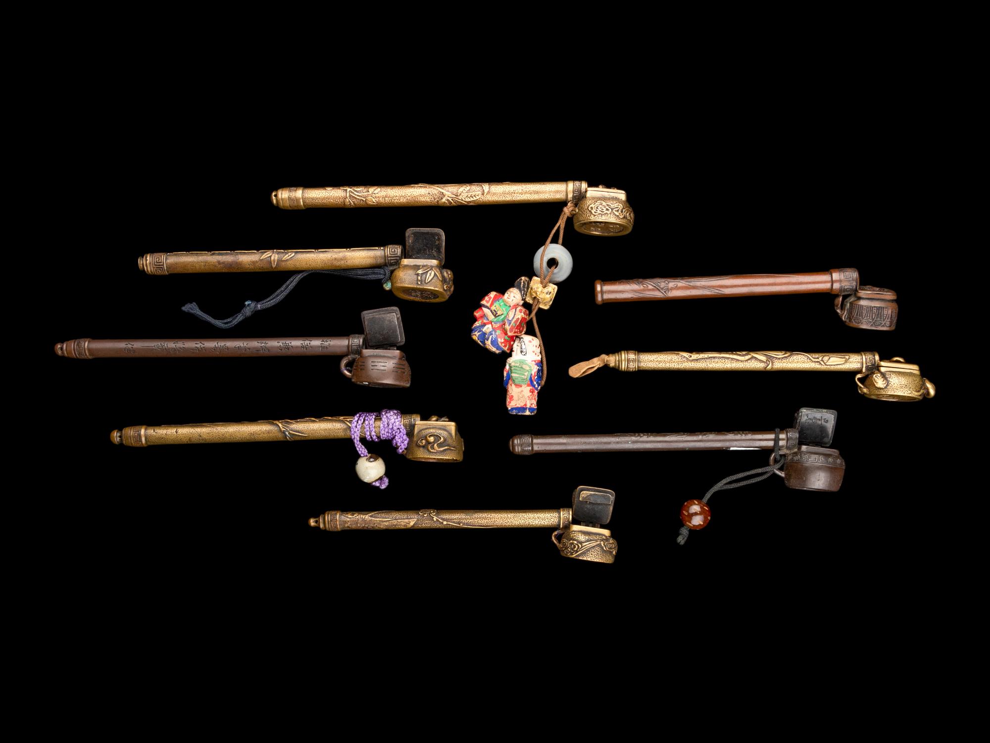 Eight Japanese 'Seal' Portable Writing Sets, Yatate