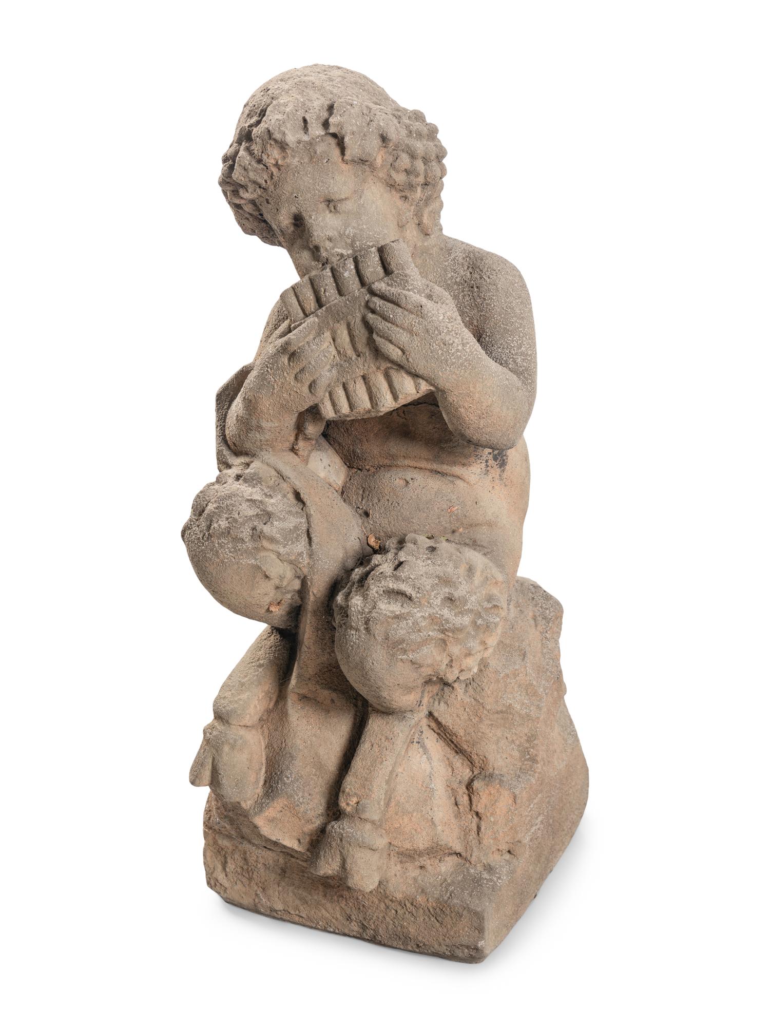 A Carved Limestone Figure of Pan
