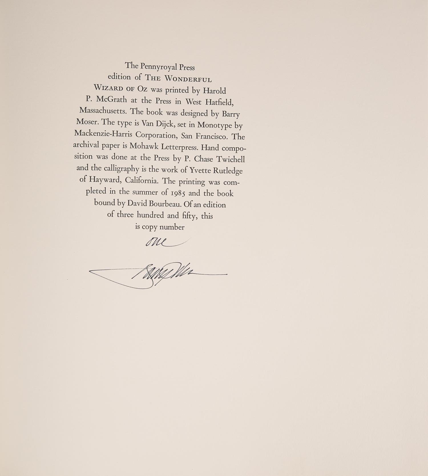 [Moser, Barry] Baum, L. Frank. The Wonderful Wizard of Oz