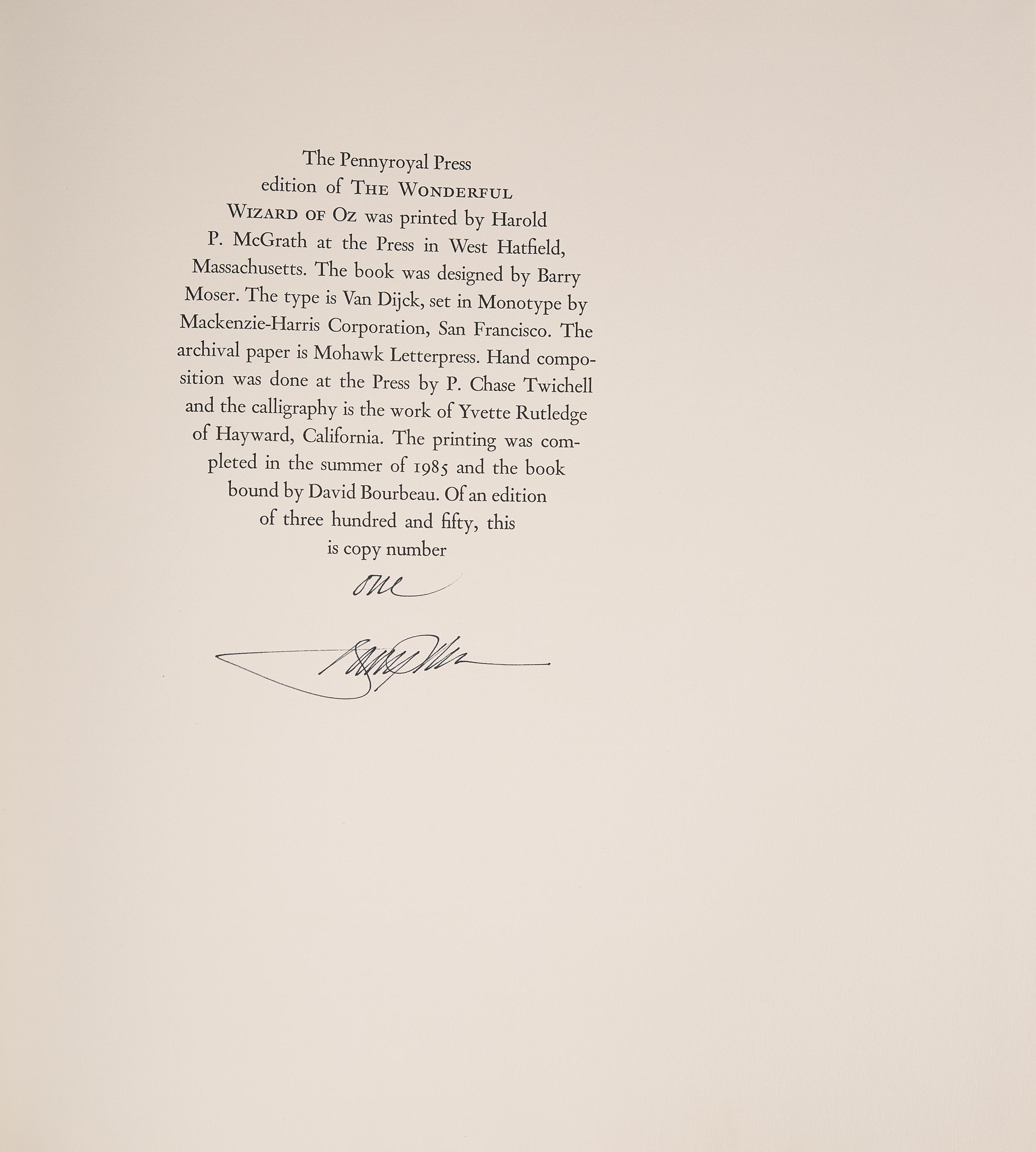 [Moser, Barry] Baum, L. Frank. The Wonderful Wizard of Oz