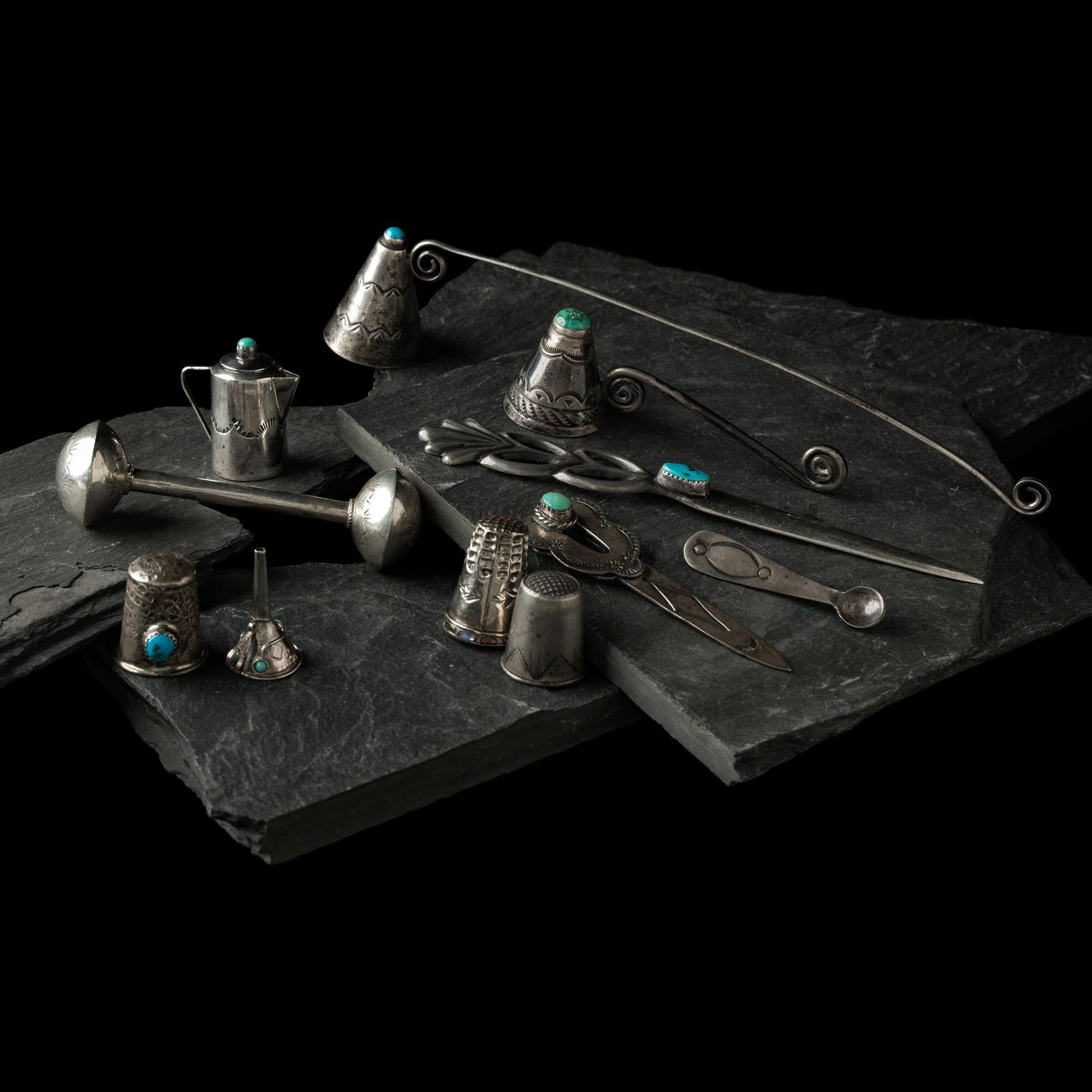 Navajo Silver Curio Pieces, PLUS