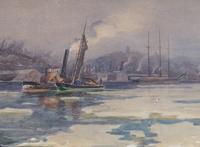 Boat in Icy Harbor