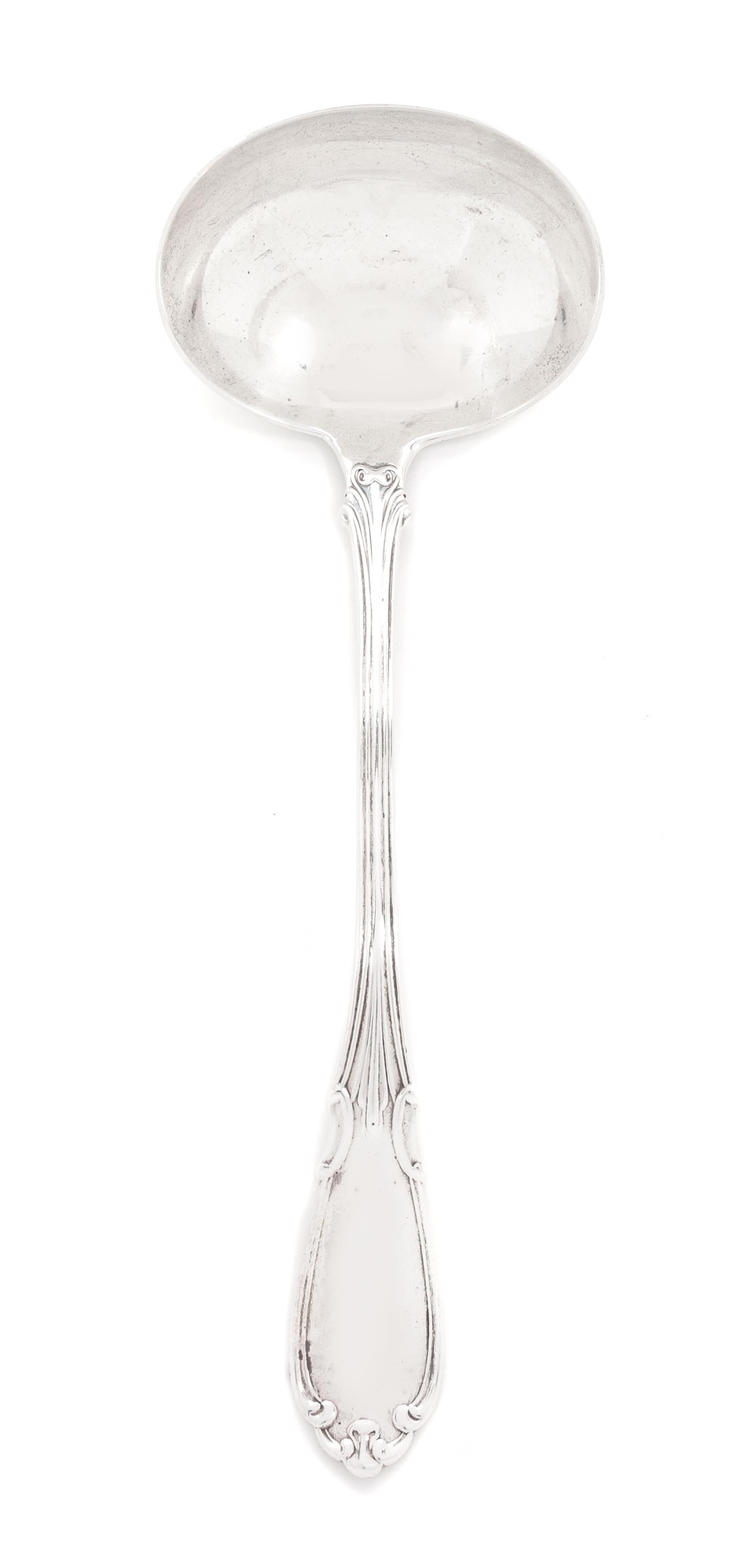 An American Coin Silver Ladle, Newell Harding, Boston & Haverhill, MA, monogrammed "M" on underside of handle