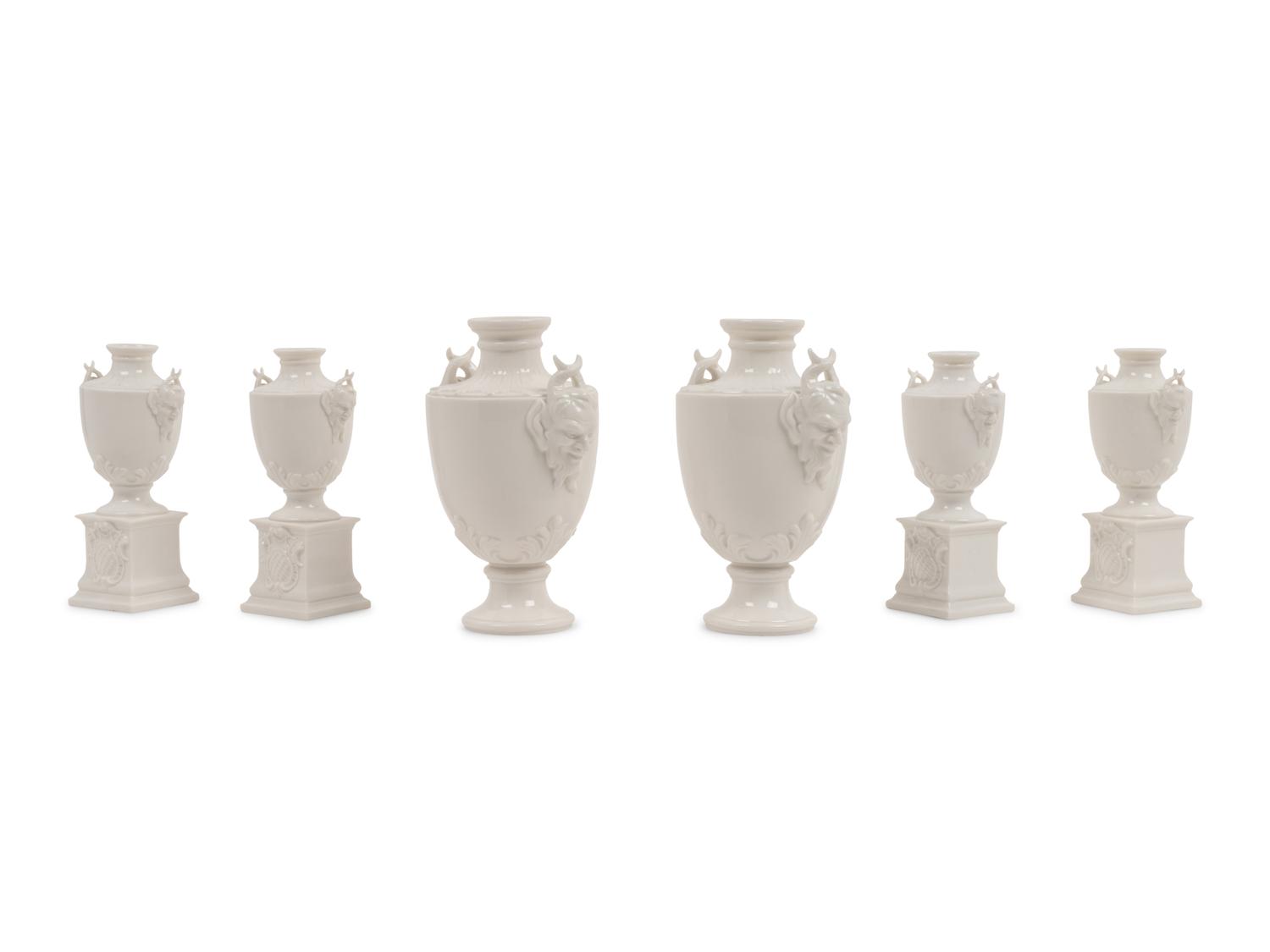 A Set of Six Nymphenburg Porcelain Urns