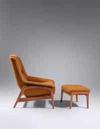 Pair of Lounge Chairs with Ottoman Dux, Sweden