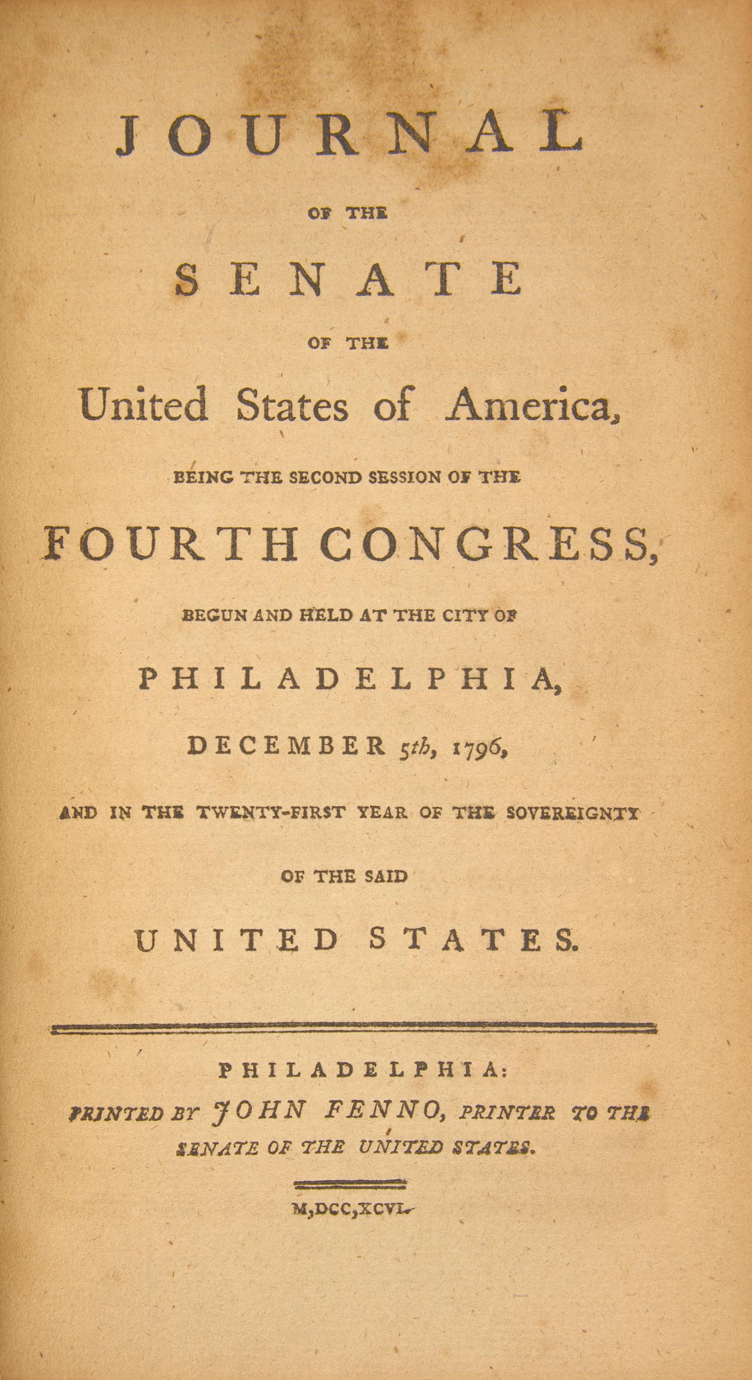 [American Law] Group of 3 Senate Journals, 1795-98, Owned by Two Early New York Politicians