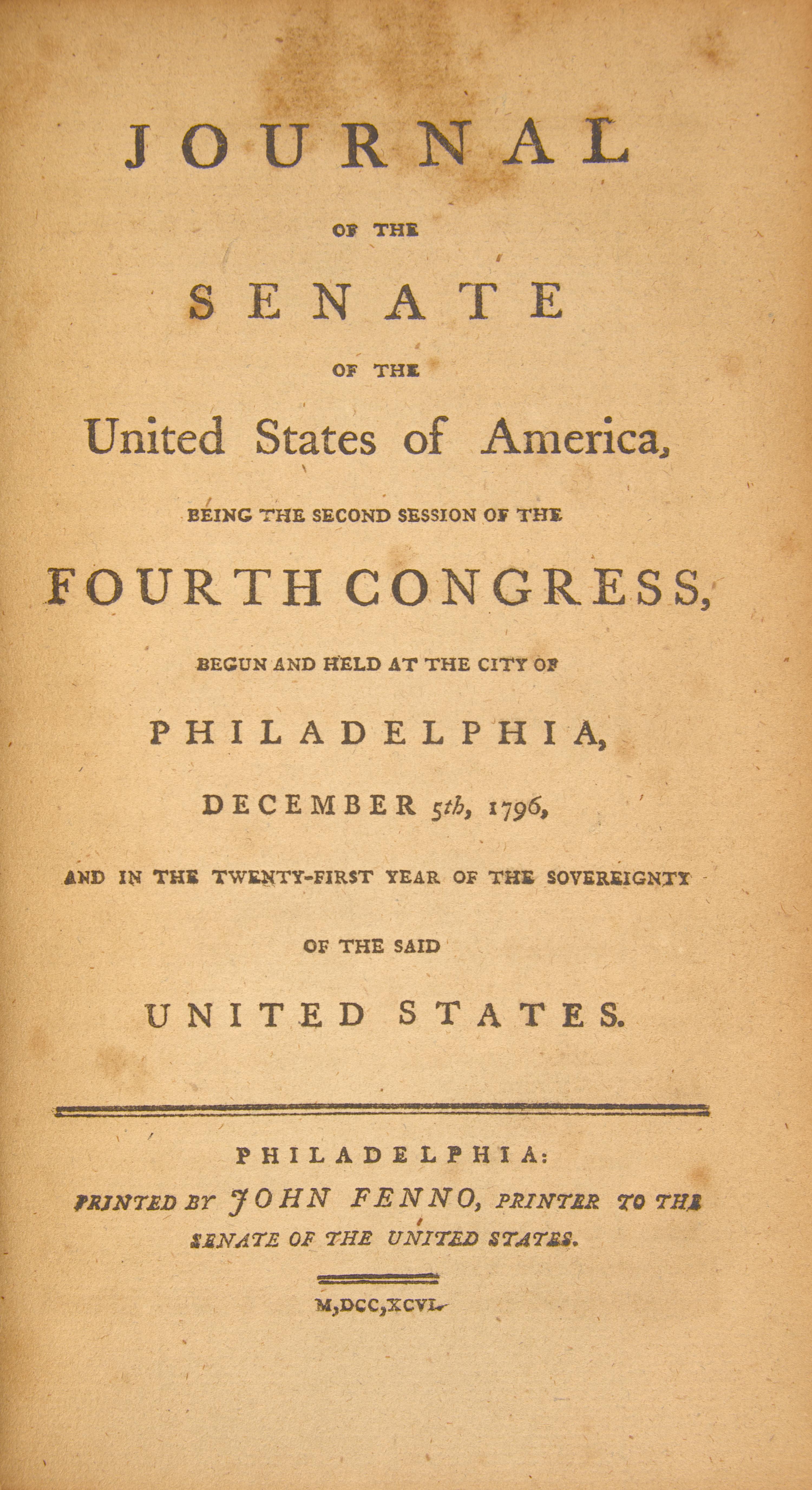 [American Law] Group of 3 Senate Journals, 1795-98, Owned by Two Early New York Politicians