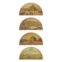 American School, H. Werner (20th Century), After Dwight Baldwin Benton (1834-1903), A Group of Four Half-Moon Paintings Depicting Early Chicago Scenes