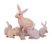 Six Herend Porcelain Rabbits