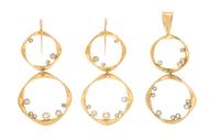A Yellow Gold and Diamond Demi Parure, 13.40 dwts.
