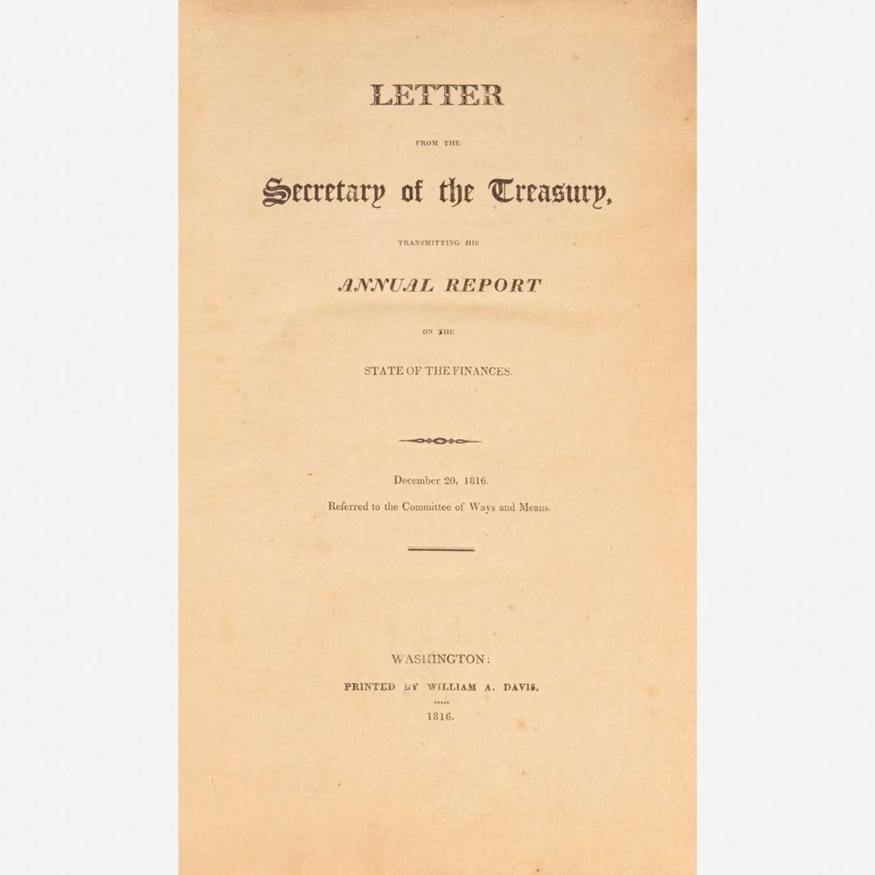 [Americana] Collection of 18 United States Governmental Reports, ca. 1816-17