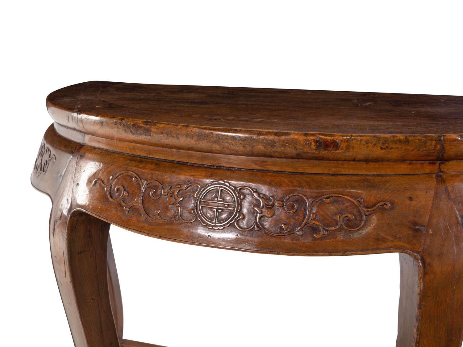 A Chinese Softwood Demi-Lune Table