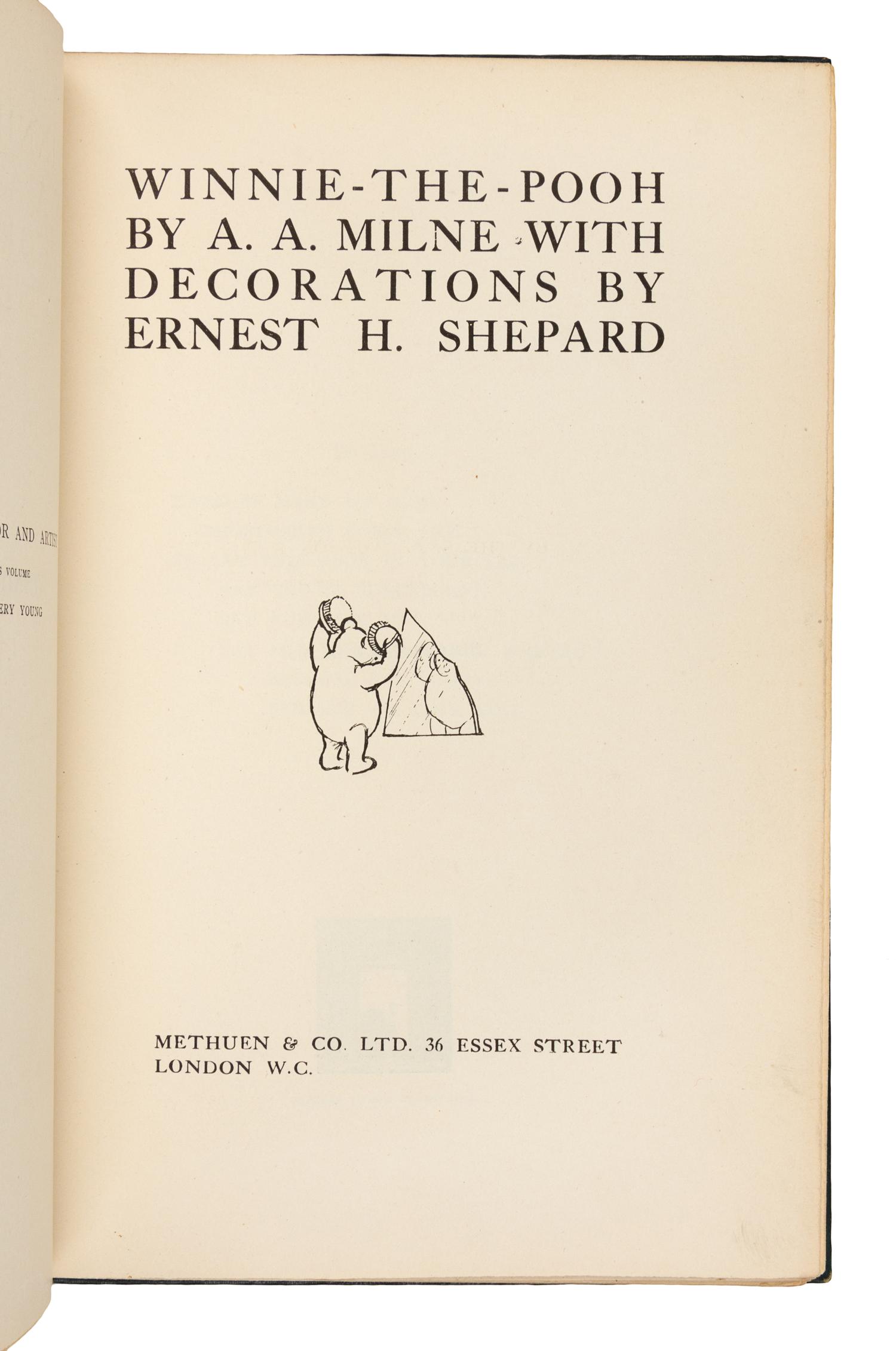 MILNE, Alan Alexander (1882-1956). Winnie-the-Pooh. London: Methuen & Co. Ltd., 1926.