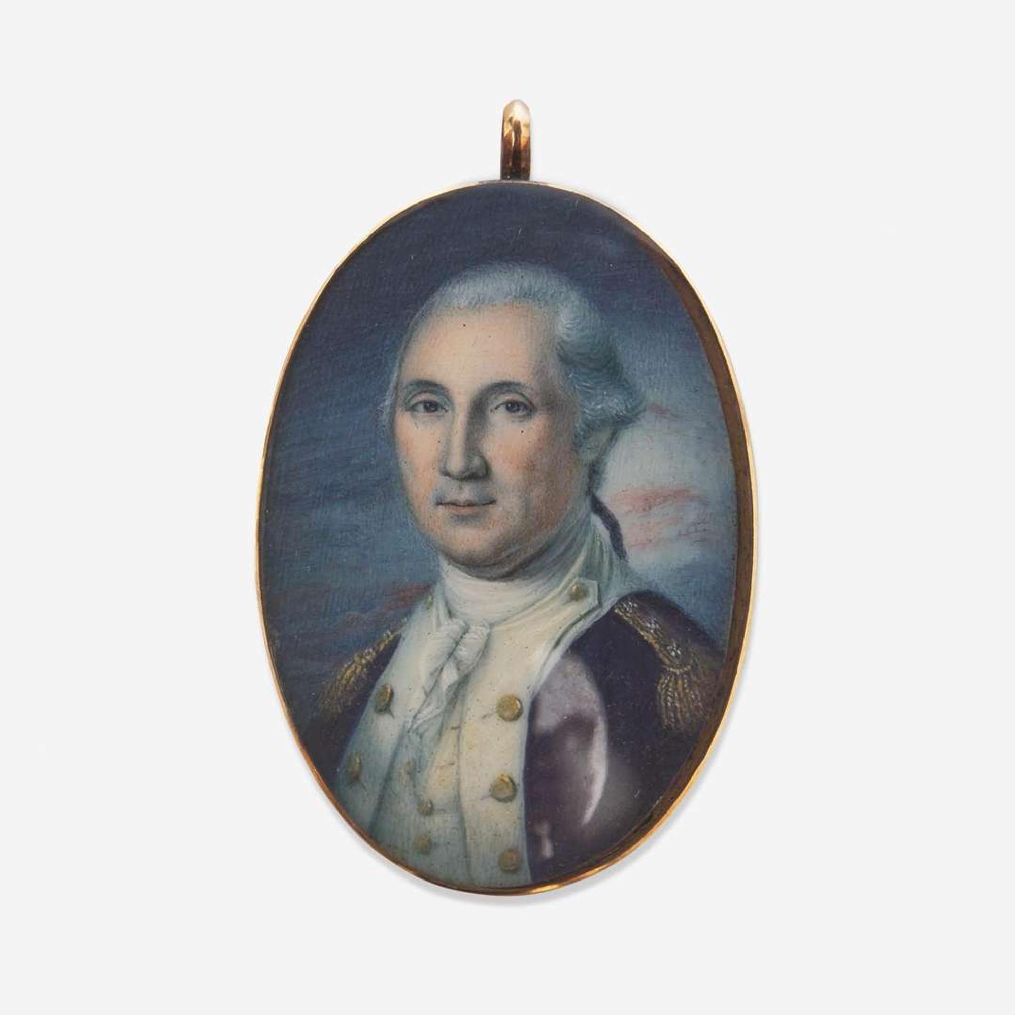 American School 19th century, After Charles Willson Peale (1741-1827) Portrait Miniature of George Washington in Uniform
