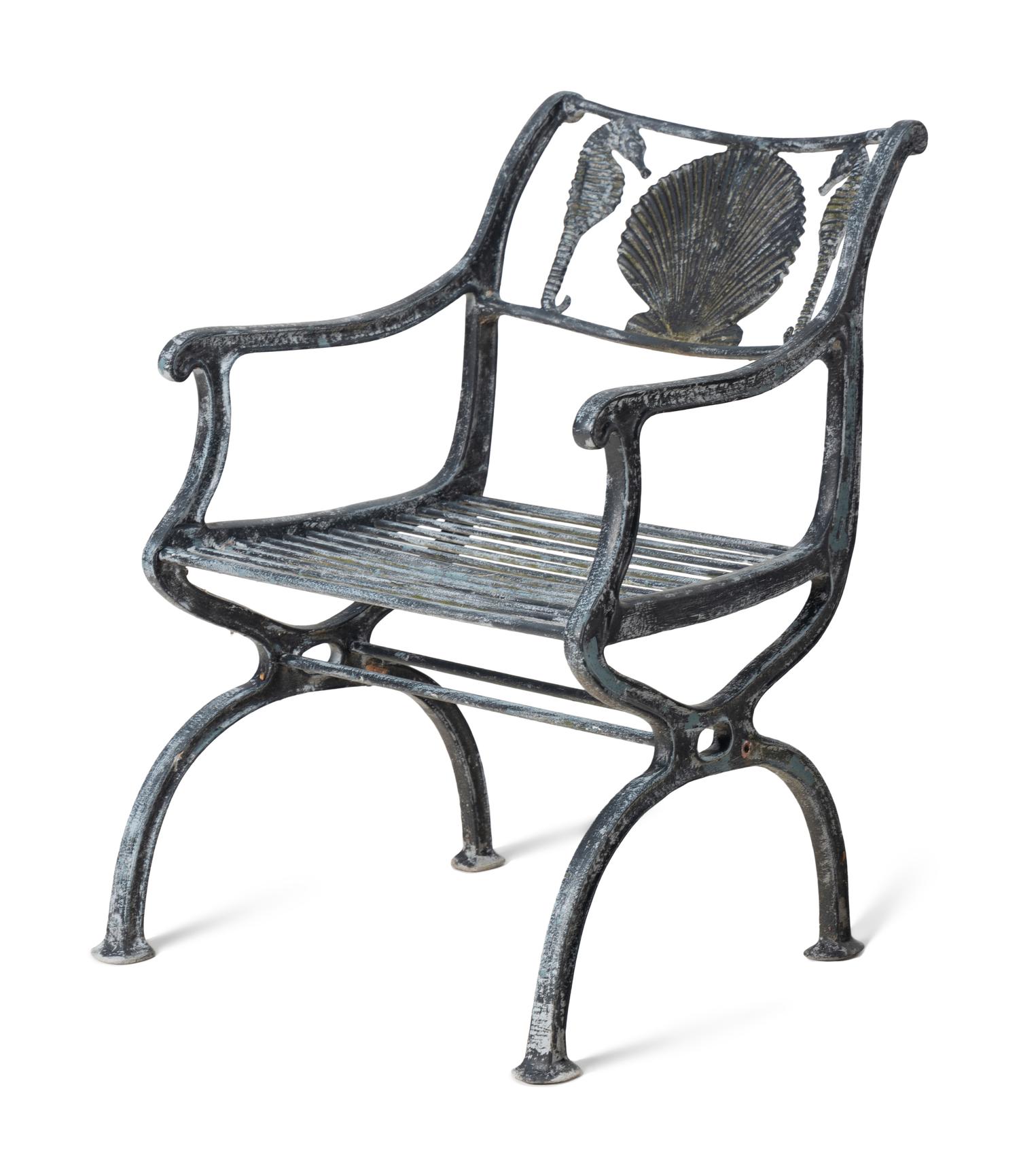 Four Wrought Iron Armchairs