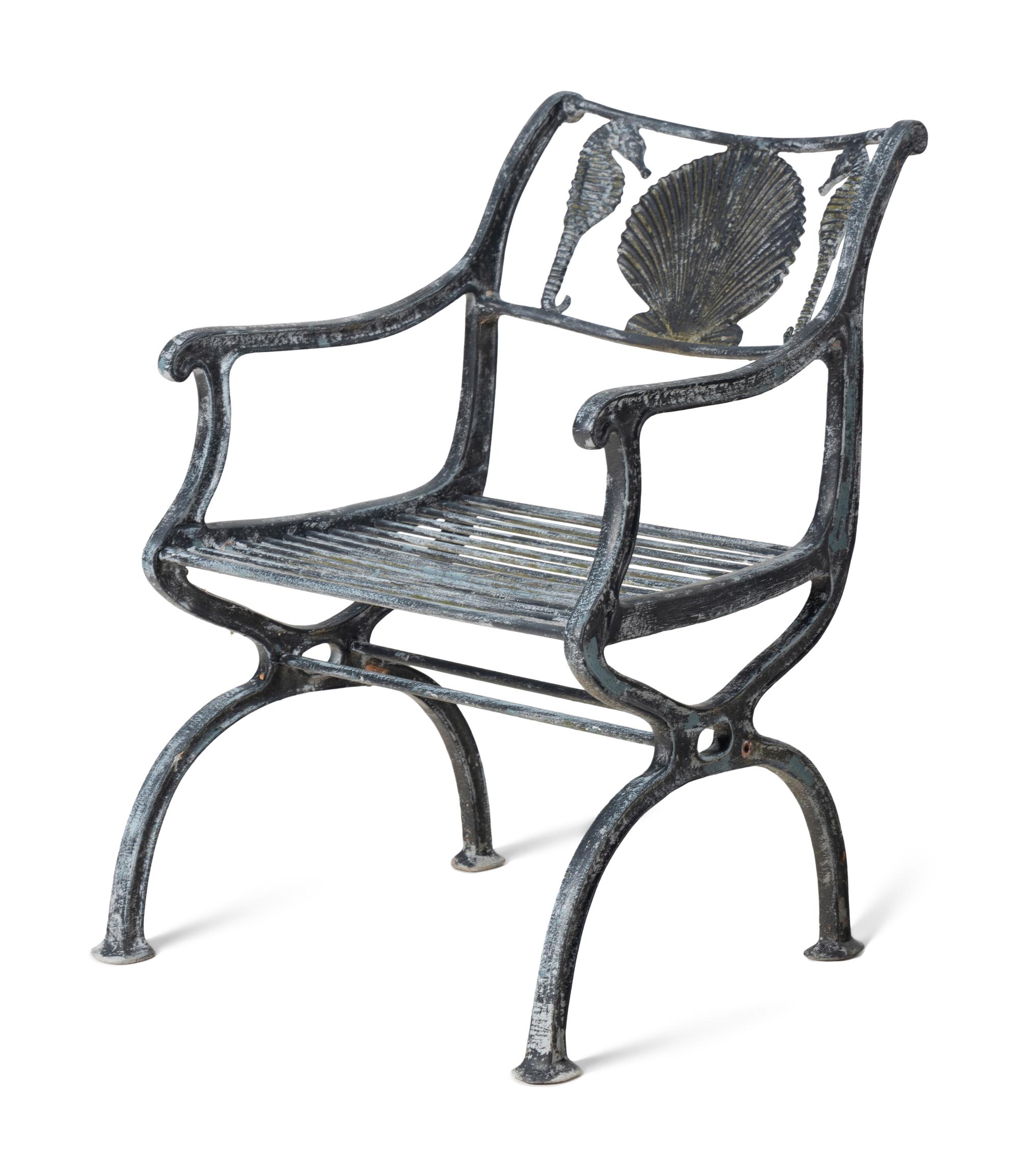 Four Wrought Iron Armchairs