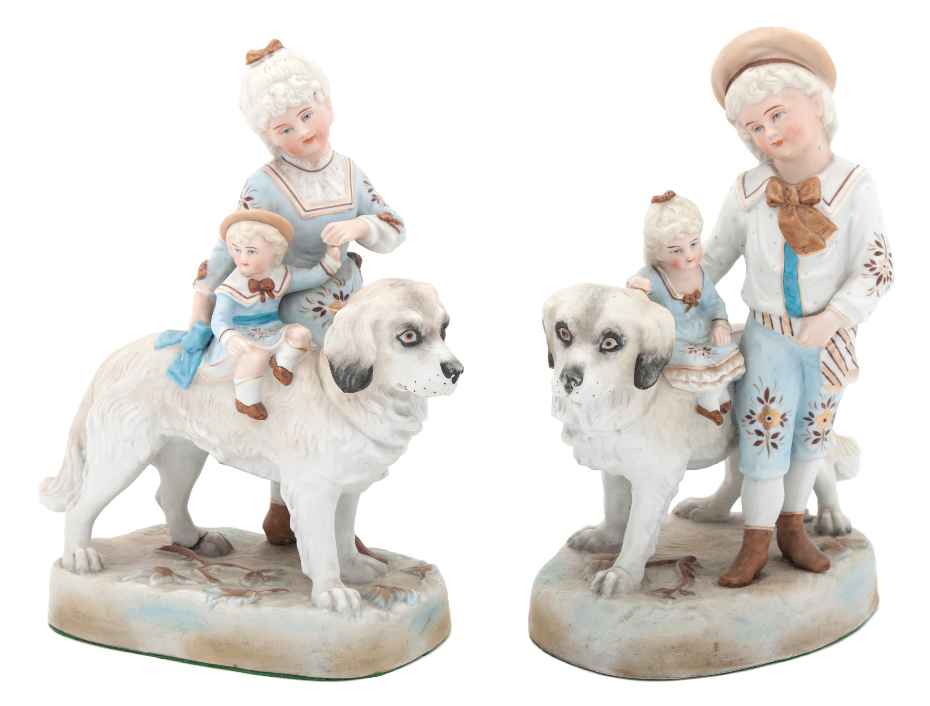 Two Bavarian Porcelain Figural Groups Height of taller 9 inches.
