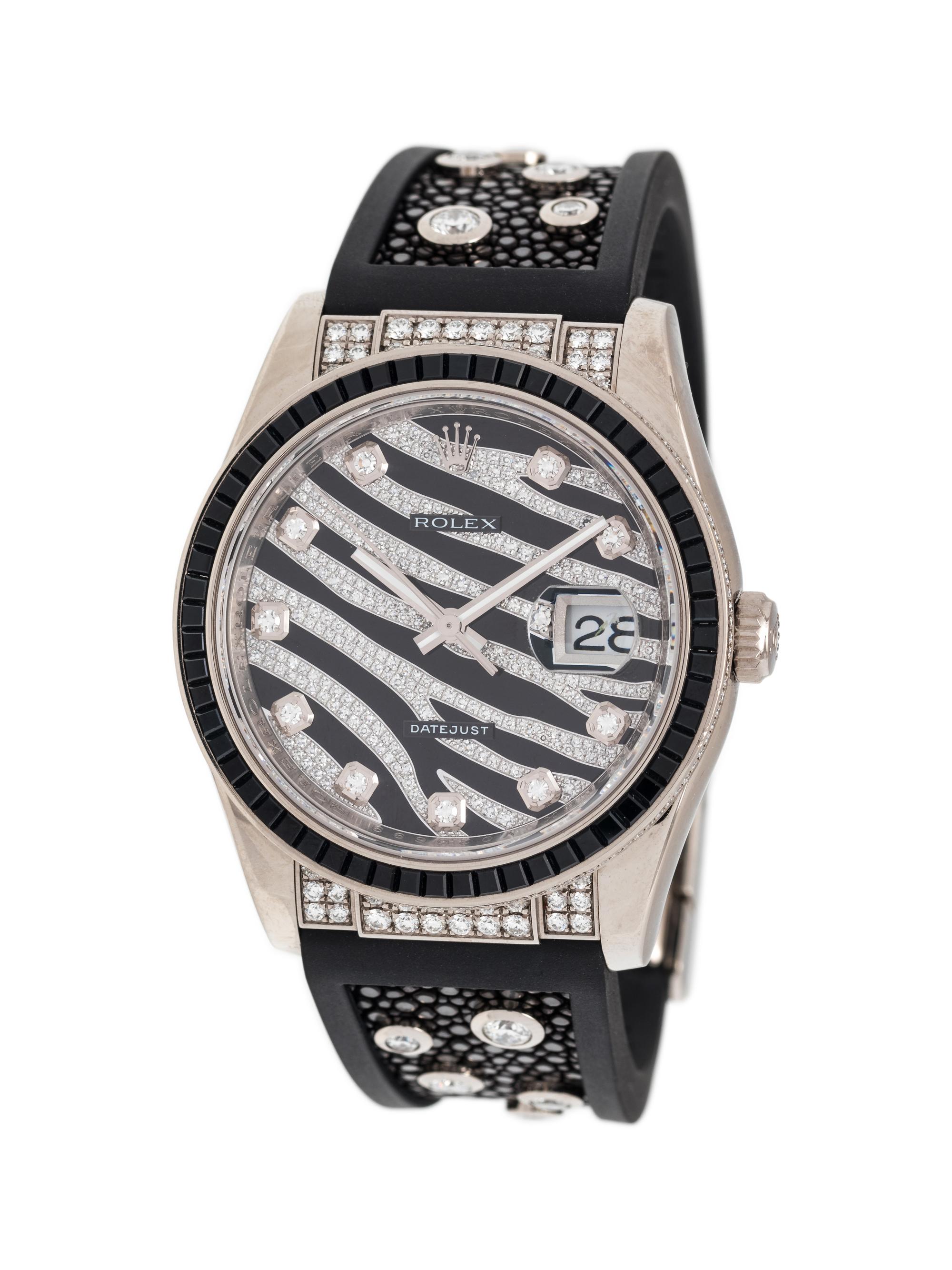 ROLEX, 18K WHITE GOLD REF. 116199 'DATEJUST ROLEX BLACK ZEBRA' WRISTWATCH
