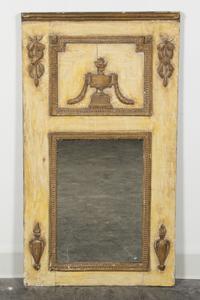A Painted and Parcel Giltwood Mirror Height 41 x width 22 1/2 inches.