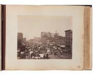 [CHICAGO]. TAYLOR, John W. (1846-1918), photographer. An album containing 154 albumen photographs of Chicago by a noted photographer, including important architectural images, as well as images relating to the preparations for the 1893 World's fair, the stockyards as described by Upton Sinclair, and more. Chicago, ca 1890.