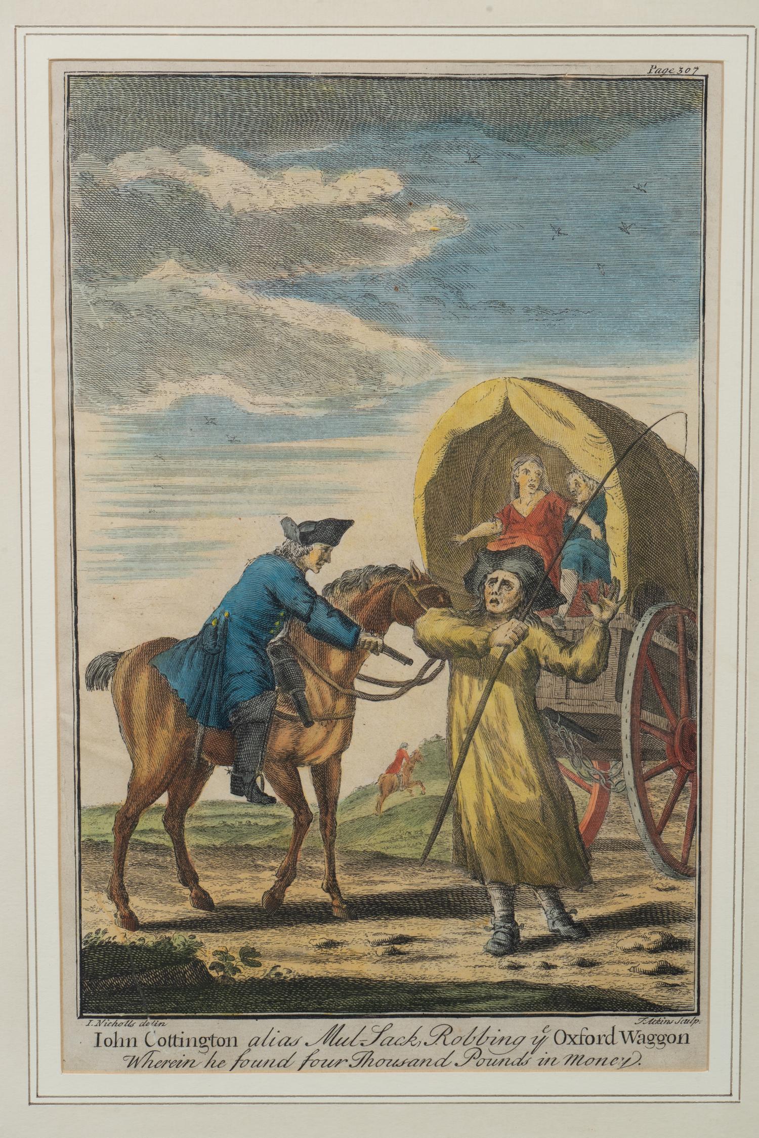 A Set of Five English Handcolored Steel Engravings — 18TH CENTURY