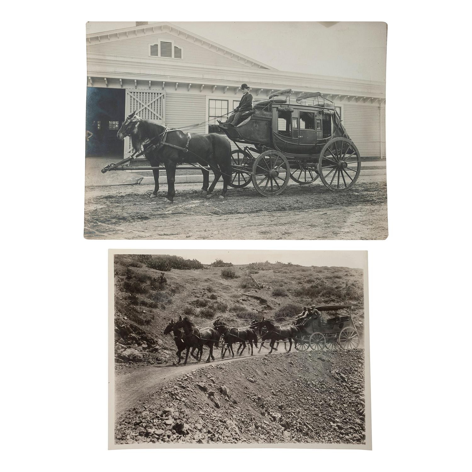 [STAGECOACHES - CALIFORNIA]. A group of photographs related to Captain Banning, his overland stagecoach line, and Los Angeles, with images by C.C. Pierce, comprising:
