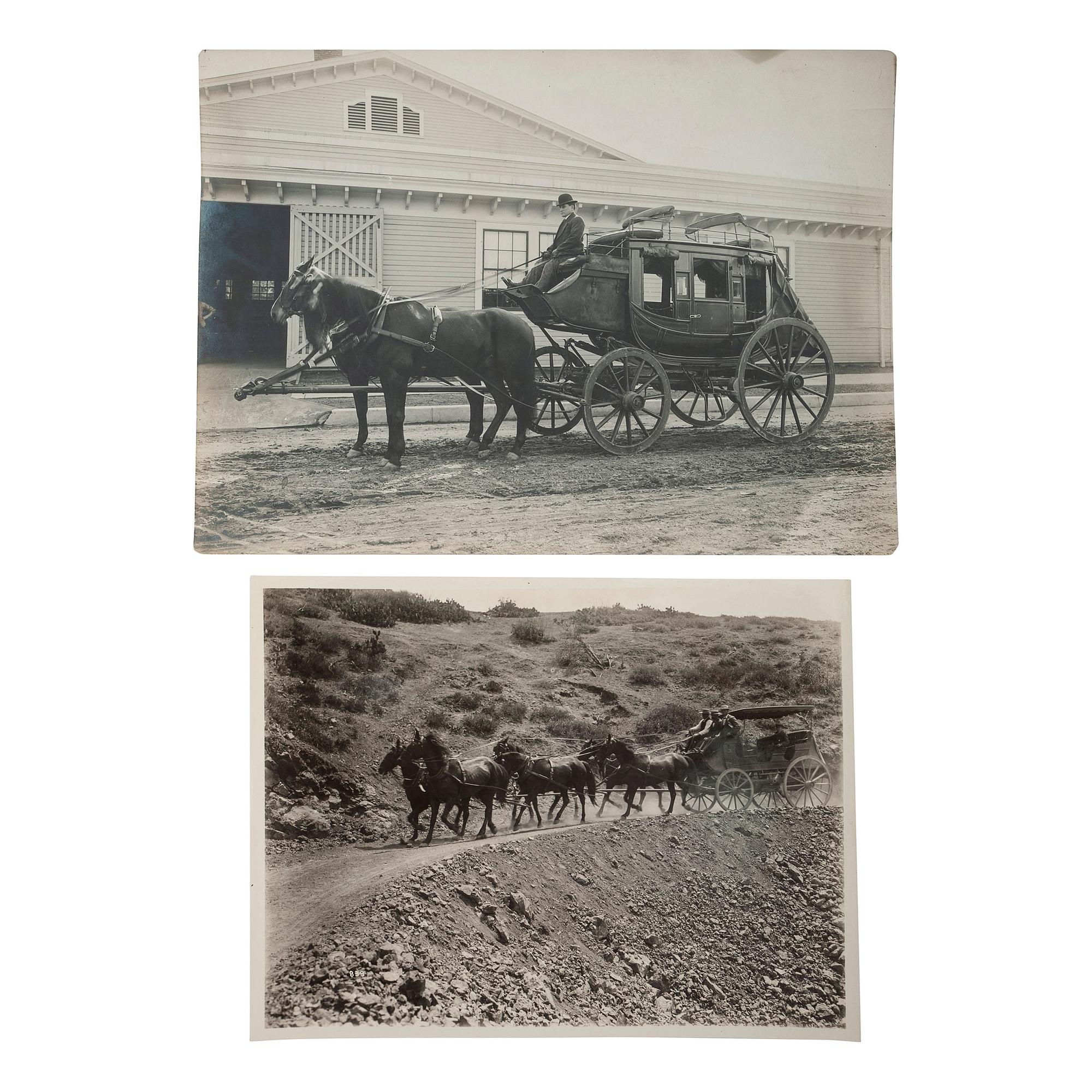 [STAGECOACHES - CALIFORNIA]. A group of photographs related to Captain Banning, his overland stagecoach line, and Los Angeles, with images by C.C. Pierce, comprising: