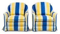 A Pair of Upholstered Armchairs Height 31 1/2 inches.