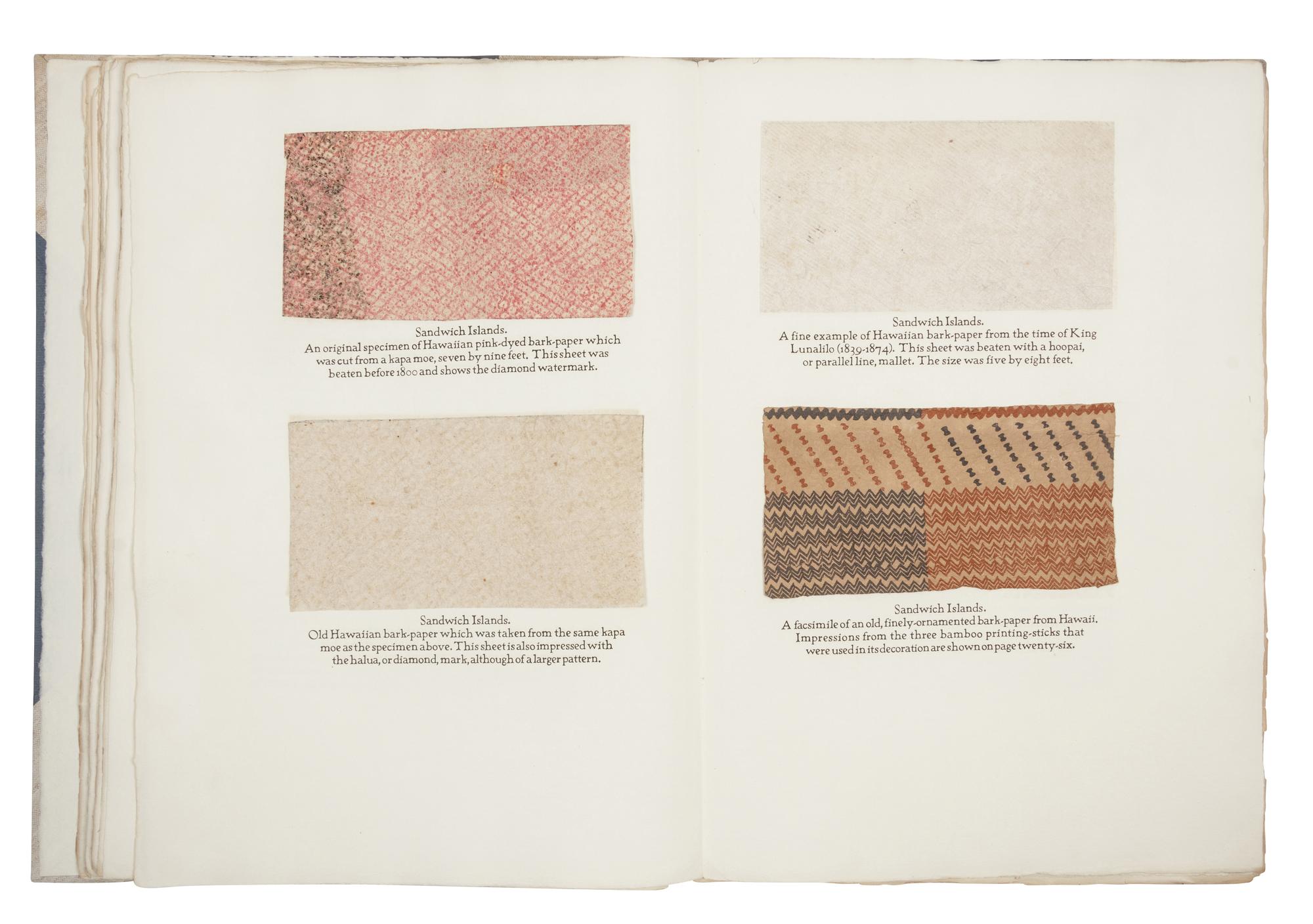 HUNTER, Dard (1883-1966). Primitive Papermaking: An Account of a Mexican Sojourn and of a Voyage to the Pacific Islands in Search of information, Implements, and Specimens Relating to the Making & Decorating of Bark-Paper . Chillicothe: Mountain House Press, 1927.