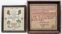 Four Needlework Samplers Height of largest 12 1/2 x width 12 1/2 inches. — FIRST HALF 20TH CENTURY