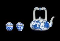 Three Chinese Blue and White Porcelain Tea Wares